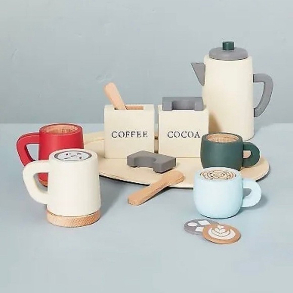 New Hearth and Hand Pretend Play Wooden Coffee Cocoa set - Picture 4 of 5